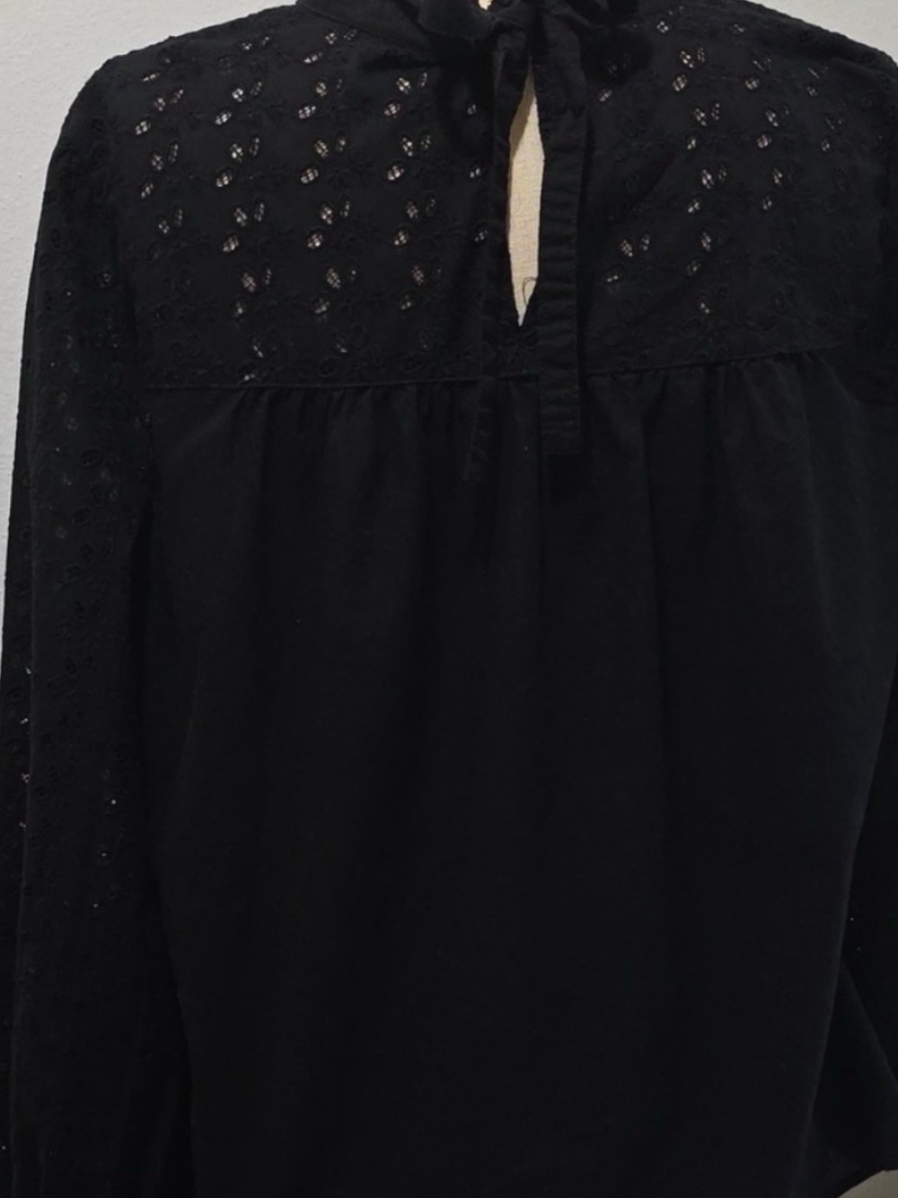 Madewell Black Eyelet Mock-Neck Blouse - Picture 4 of 4